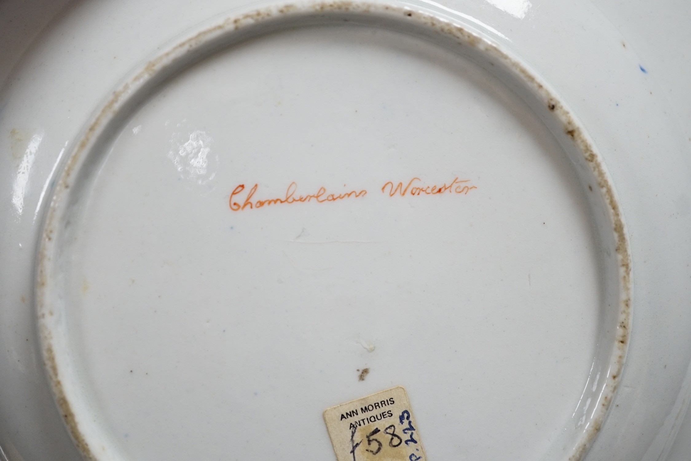 A Chamberlain's Worcester floral plate, and three Barr Flight & Barr plates, largest 22.5 cm
